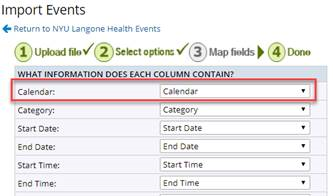 Map Calendar to Calendar during import process