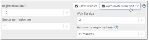Registration limit and wait list