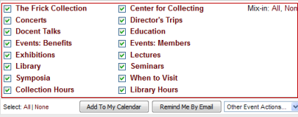 Embedded calendar list