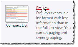 Previewing a calendar view